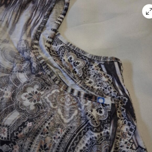 World Unity‎ Womens XL Sleeveless Top Gray Pink Embroidered Neck Boho Style A31 - Picture 8 of 10